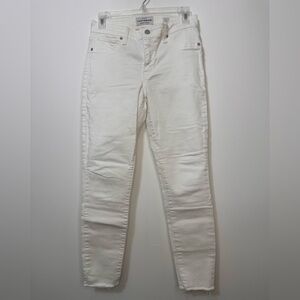 Lucky Brand Women's Jeans “Ava Crop” Mid Rise Raw Hem White Denim